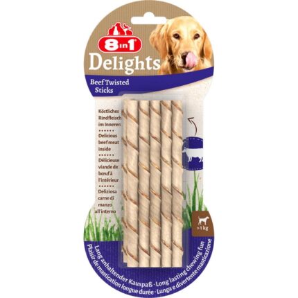8in1 Delights Bones Biftekli Köpekler İçin Twested Sticks 10'lu