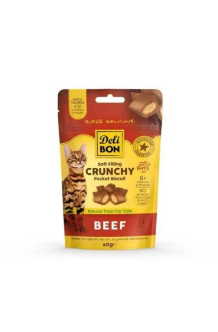 Delibon Chrunchy İçi Dolgulu Ödül Bisküvisi Sığır Etli 60Gr