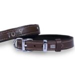 Doggie Konfor Deri İsimlikli Boyun Tasması Kahve 2X35-40Cm