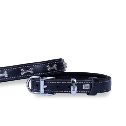 Doggie Konfor Deri Kemik Süslü Boyun Tasması Siyah 2X30-35Cm