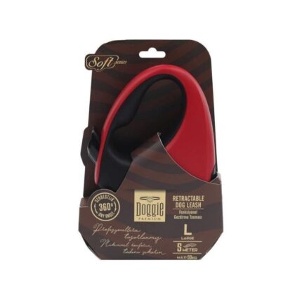 Doggie Otomatik Uzatma Tasması Soft Seri Kırmızı 50Kg/5Mt