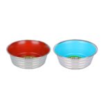 Flip Çizgi Desenli Renkli Silikon Tabanlı Çelik Mama Kabı 20 cm
