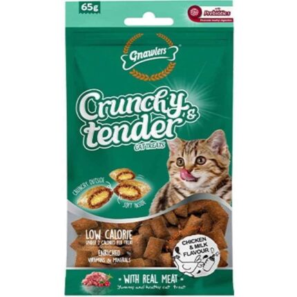Gnawlers Crunchy & Tender Tavuklu Ve Sütlü Kedi Ödülü 65 Gr
