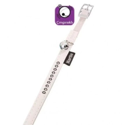 KARLIE DERİ TAŞLI KEDİ TASMA XS 30CM-11MM BEYAZ