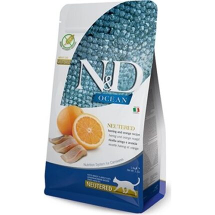 ND Ocean Tahılsız Ringa Balığı Ve Portakallı Kısır Kedi Maması 5 Kg