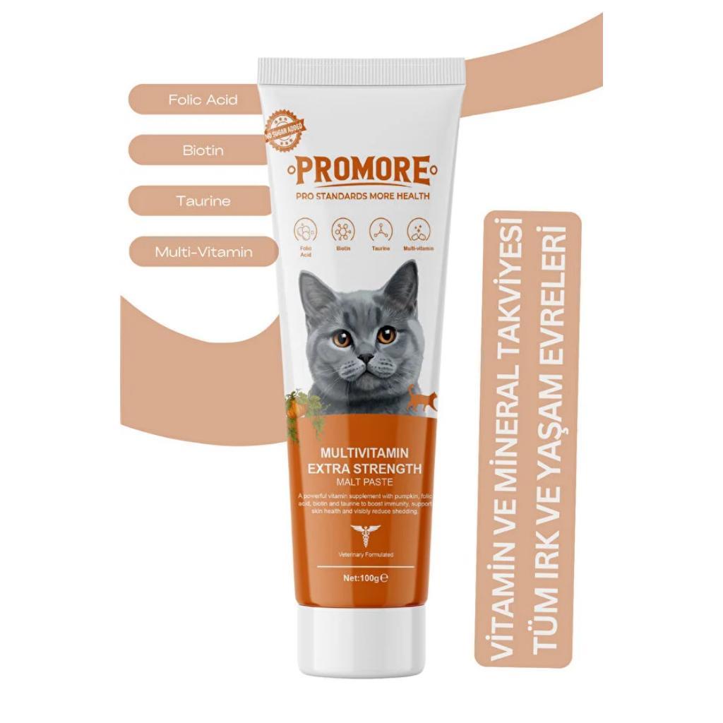 Promore Güçlendirilmiş Multivitamin Destekli Kedi Malt Macunu 100gr Promore Güçlendirilmiş Multivitamin Destekli Kedi Malt Macunu 100gr