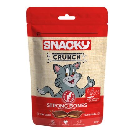 Snacky Crunch Strong Bones Kedi Ödülü Tavuk-Peynir 60 Gr