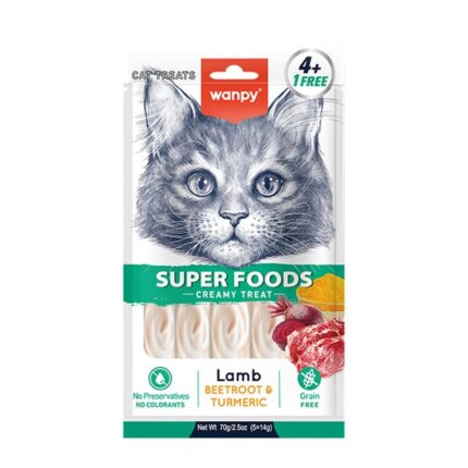 Wanpy Superfood Kuzulu - Pancar - Zerdeçallı  Krema Kedi Ödülü 5×14 Gr