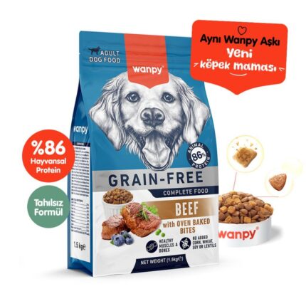 Wanpy Tahılsız Sığır Etli Yetişkin Köpek Maması 1