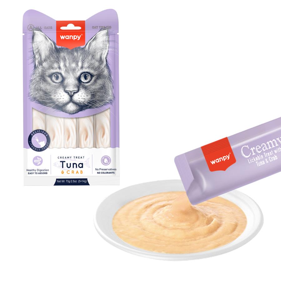 Wanpy Ton Yengeç Krema Likit Kedi Ödülü 5 x 14 Gr Wanpy Ton Yengeç Krema Likit Kedi Ödülü 5 x 14 Gr