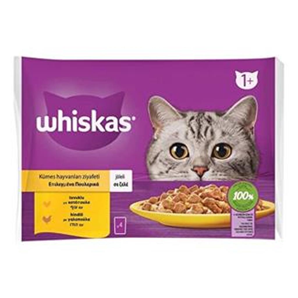Whiskas Pouch Kümes Hayvanlı Yetişkin Kedi Konservesi 100gr 4'lü Paket Whiskas Pouch Kümes Hayvanlı Yetişkin Kedi Konservesi 100gr 4'lü Paket