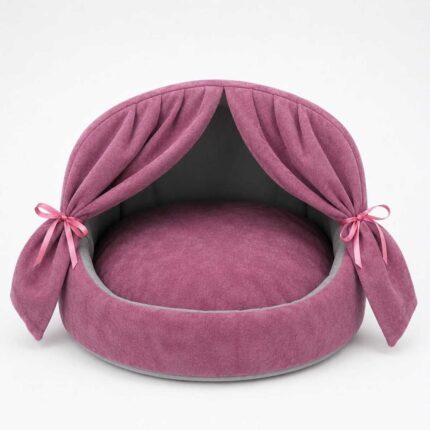 Petpretty Comfort Perdeli Yuva Gül Kurusu Yatak