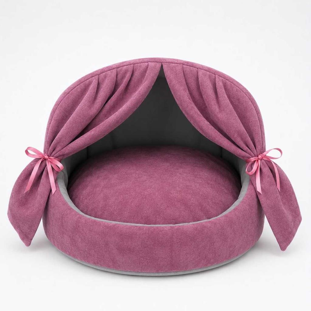Petpretty Comfort Perdeli Yuva Gül Kurusu Yatak Petpretty Comfort Perdeli Yuva Gül Kurusu Yatak