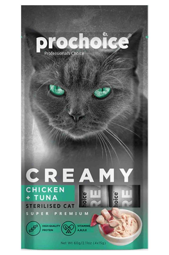 Prochoice Creamy Tavuklu Ton Balıklı Likit Ödül 4x15 Gr Prochoice Creamy Tavuklu Ton Balıklı Likit Ödül 4x15 Gr